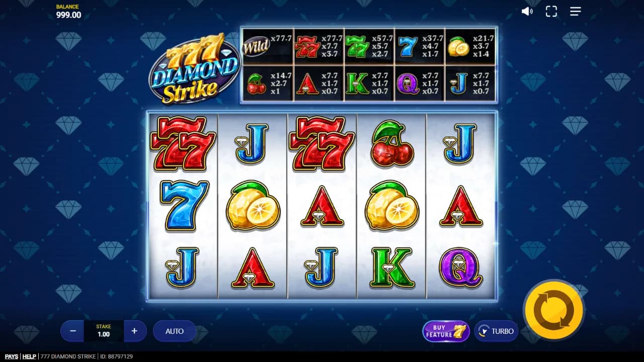 777 Diamond Strike снимка на бонус функцията