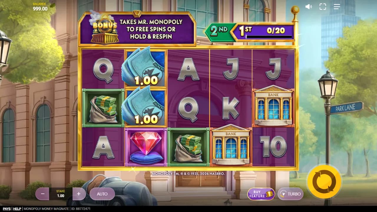 MONOPOLY Money Magnate zrzut ekranu funkcji bonusowej