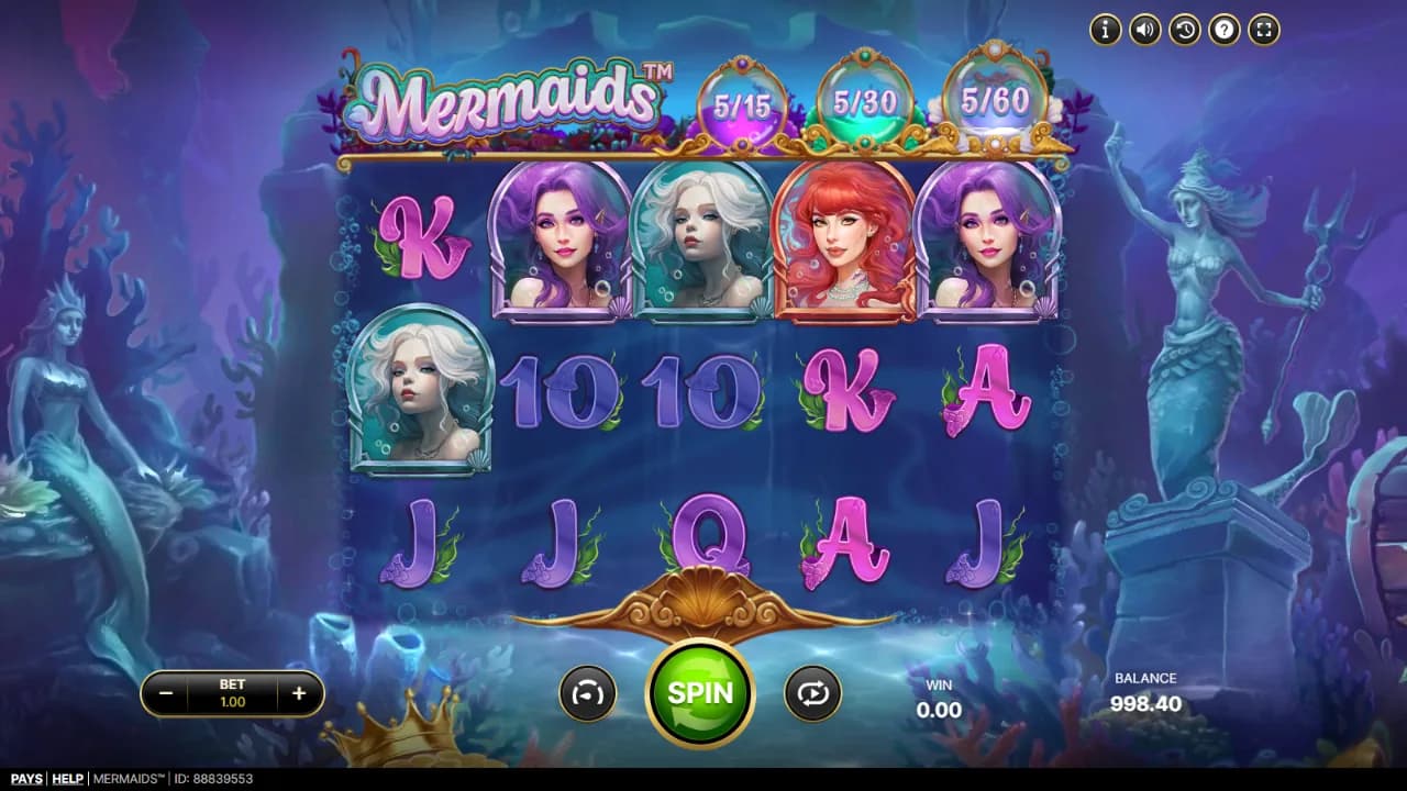 Mermaids™ zrzut ekranu funkcji bonusowej
