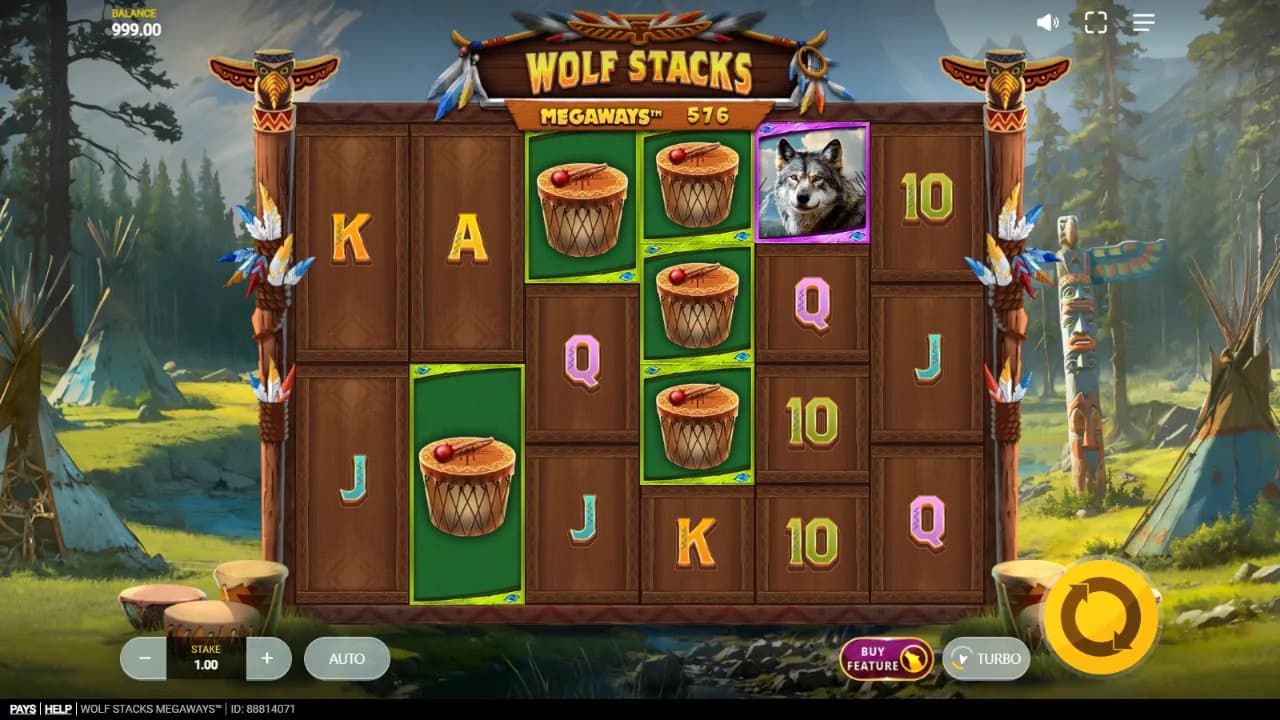 Wolf Stacks Megaways™ zrzut ekranu funkcji bonusowej